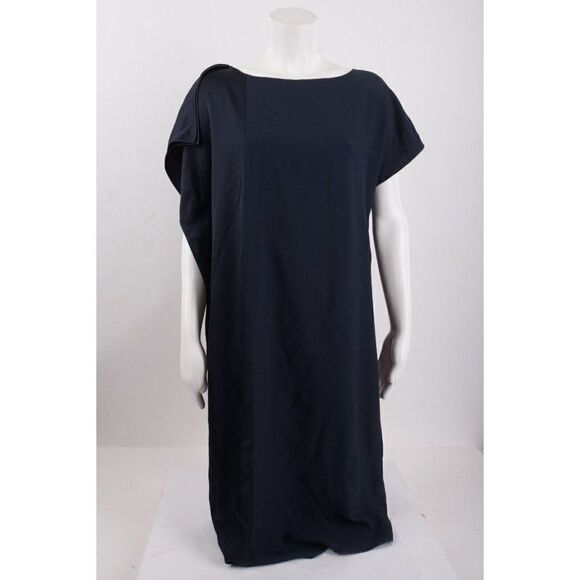 Piazza Semipione Womans Shift Flowy Dress Size 42 US 6  Navy Blue Made Italy NWT - Picture 1 of 6
